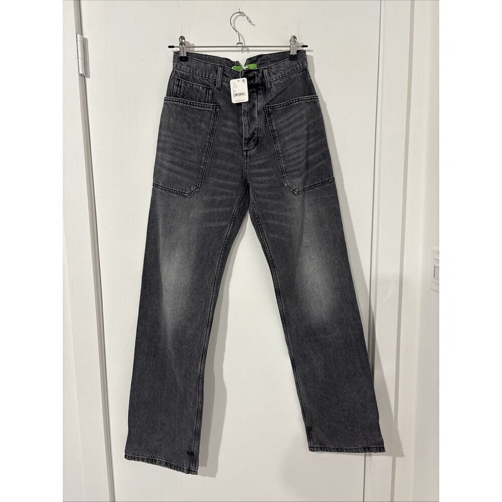NWT Sandrine Rose Sz26 Blk LtgWash $198 Wide Leg High‎ Rise Pockets